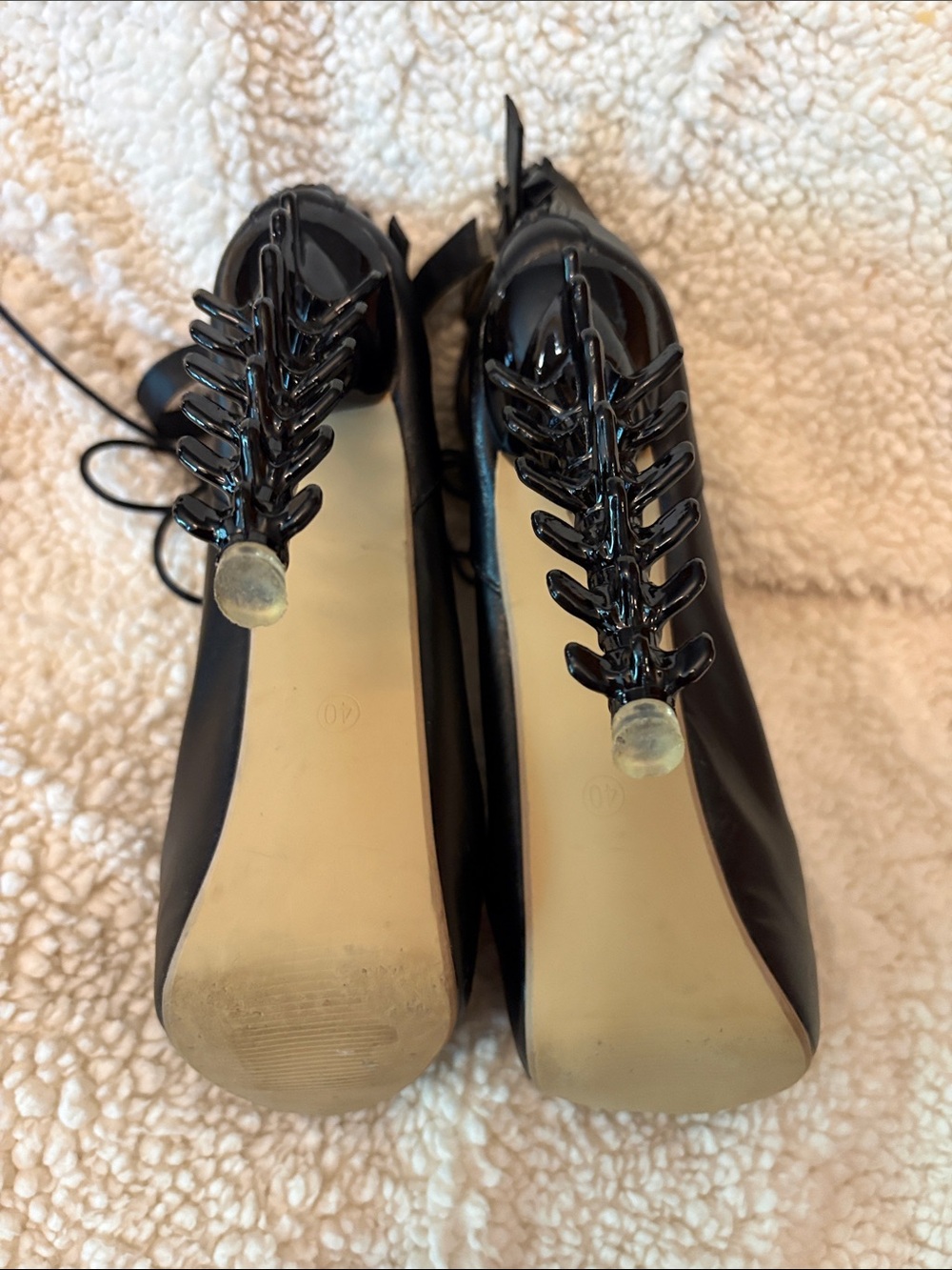 Women's Black Lace-Up Platform Ankle Boots Goth Skeleton Spine Heel ?Shoe Story - Picture 9 of 16
